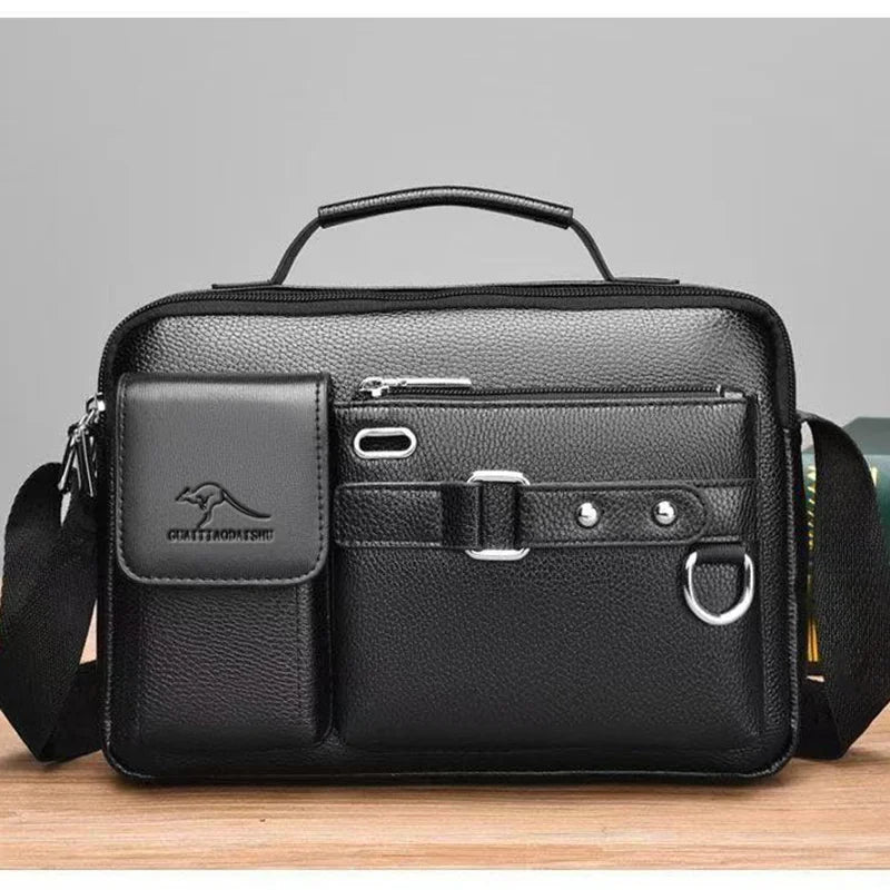 Men's Retro Messenger Bag with Waterproof Design, Large Capacity Laptop Briefcase for Office Work, Travel and School