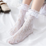 New Design Lace Socks Japanese Style Lolita Kawaii Sock Women's Summer Mesh Breathable Fishnet Socks Sweet Ballet Cute Bow Socks