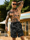 Manfinity KASUA Men's Summer Holiday Casual Camo Print Drawstring Waist Side Pocket Beach Shorts Men Camo Shorts Men Streetwear