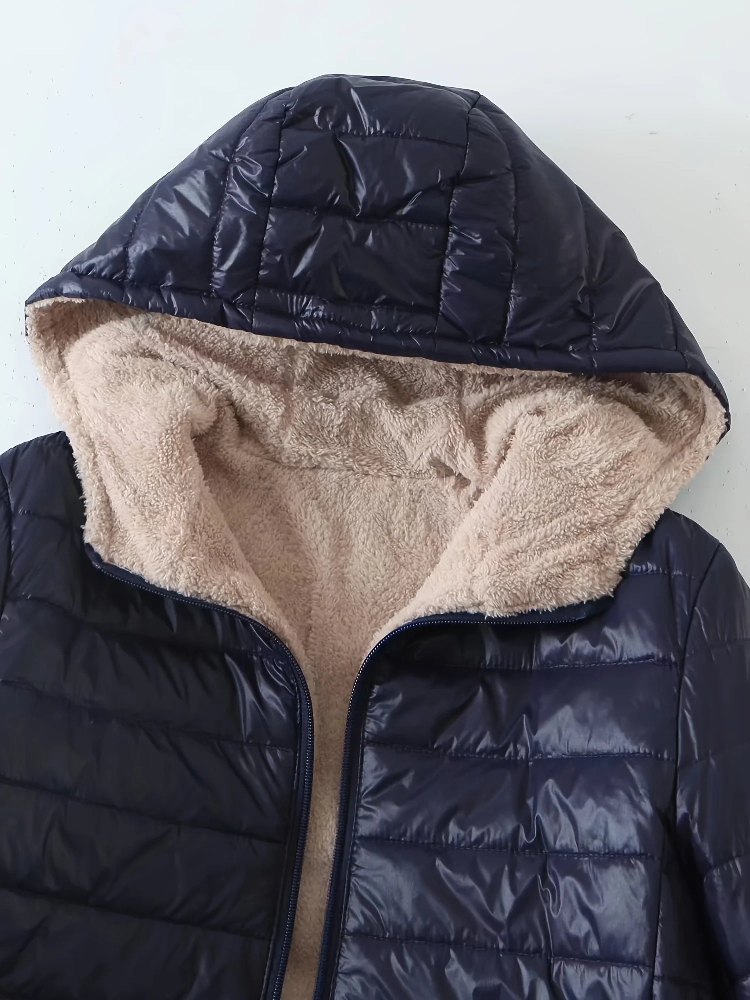 Autumn and Winter New Mid Autumn Long Hooded Cotton Jacket with Fleece for Warmth, Women's Coat