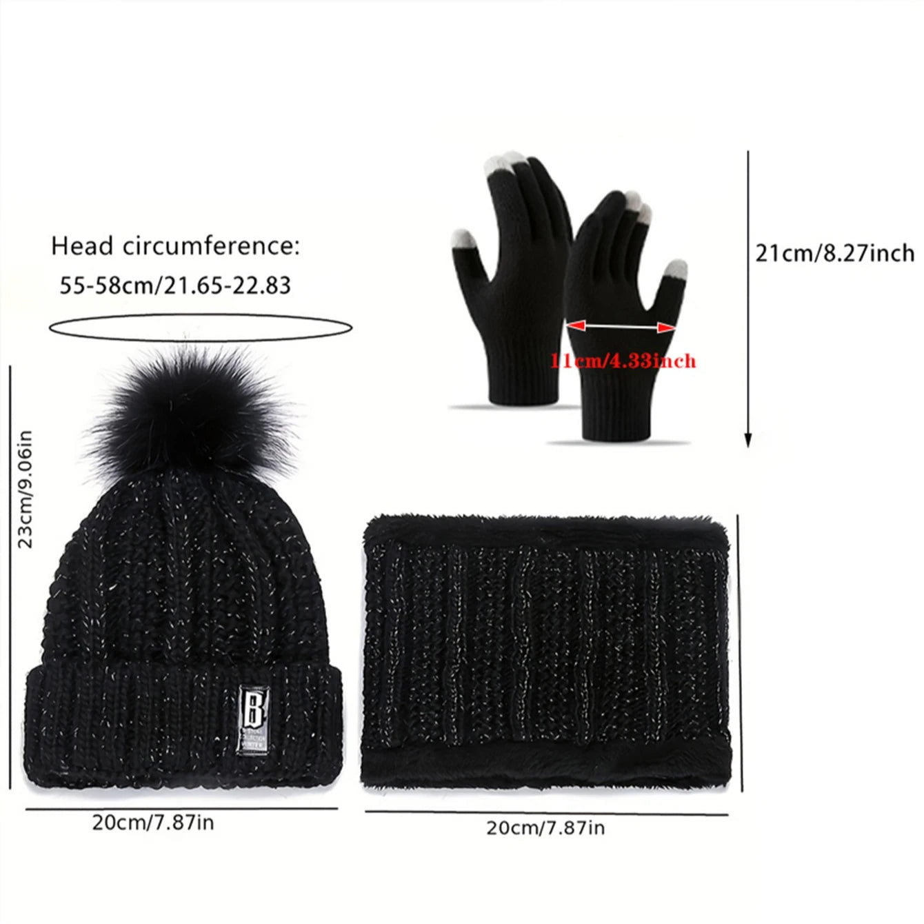4pcs Winter Beanie Hat Gloves Scarf Caps Socks Thickened Fleece Lined Neck Cashmere Scarves Cap Set For Men Women