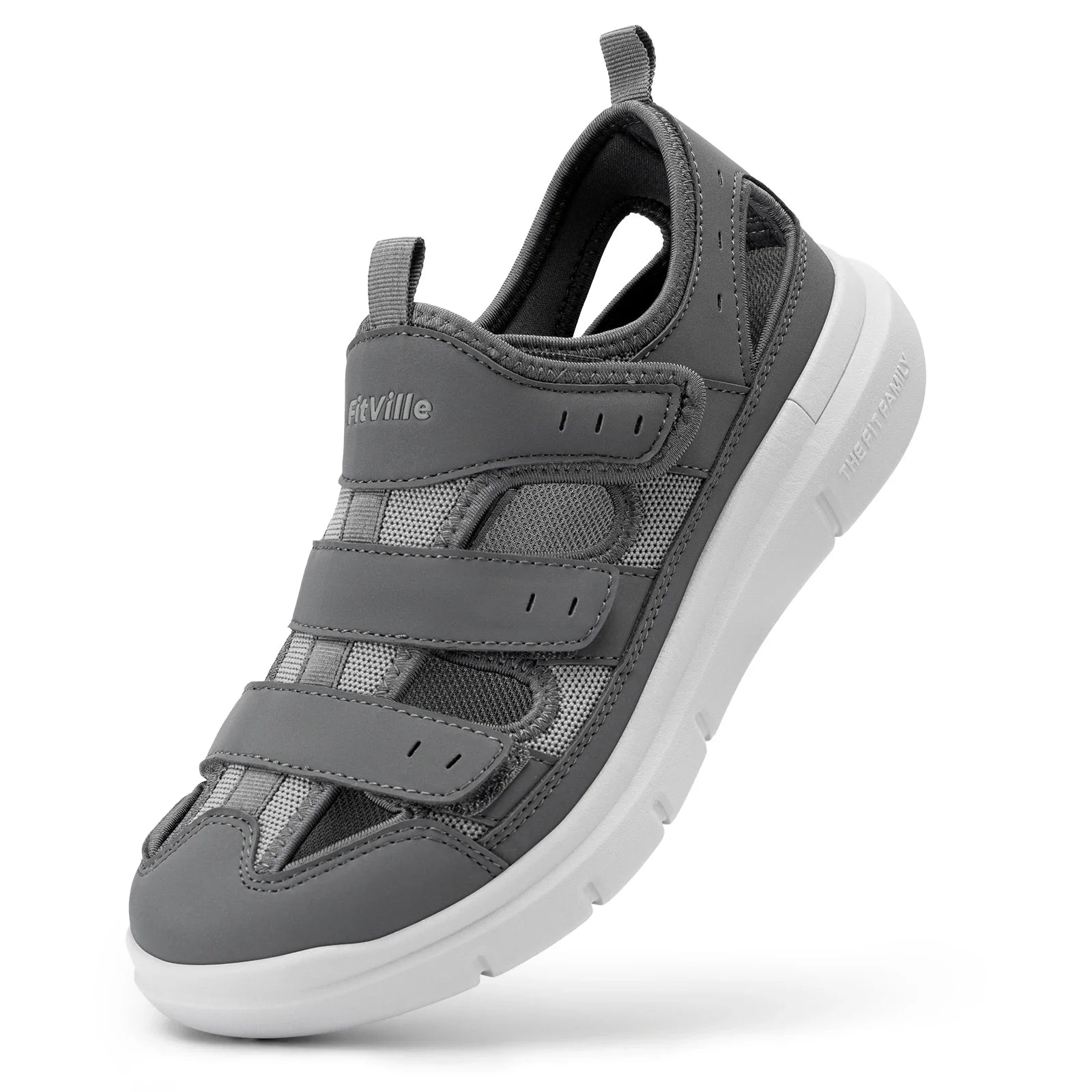 FitVille Summer Men's Wide Width Casual Diabetic Sandals, Lightweight Open Toe Sandals Built-in Arch Support, Effective Foot Pain Relief for Plantar Fasciitis, for Wide & Swollen Feet