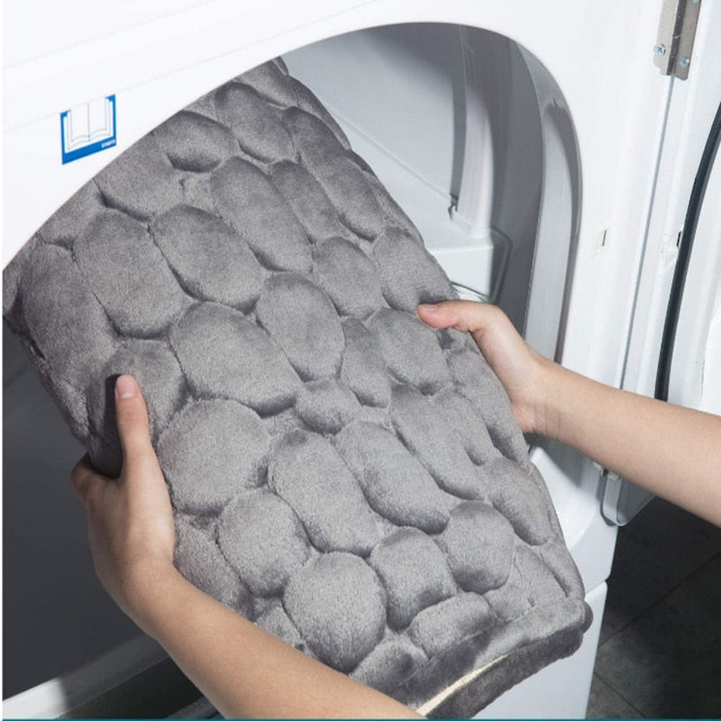 3D Bathroom Anti-Slip Mat Pebble Patterned Absorbent Pad Bath Mats Doormat Carpet Cobblestone Embossed Door Floor