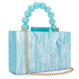 Women’s Luxury Acrylic Evening Bag Pearl Handle Crossbody Purse with Removable Chain Elegant Clutch for Cocktail & Formal Events Clear Acrylic Handbag with Pearl Handle & Chain