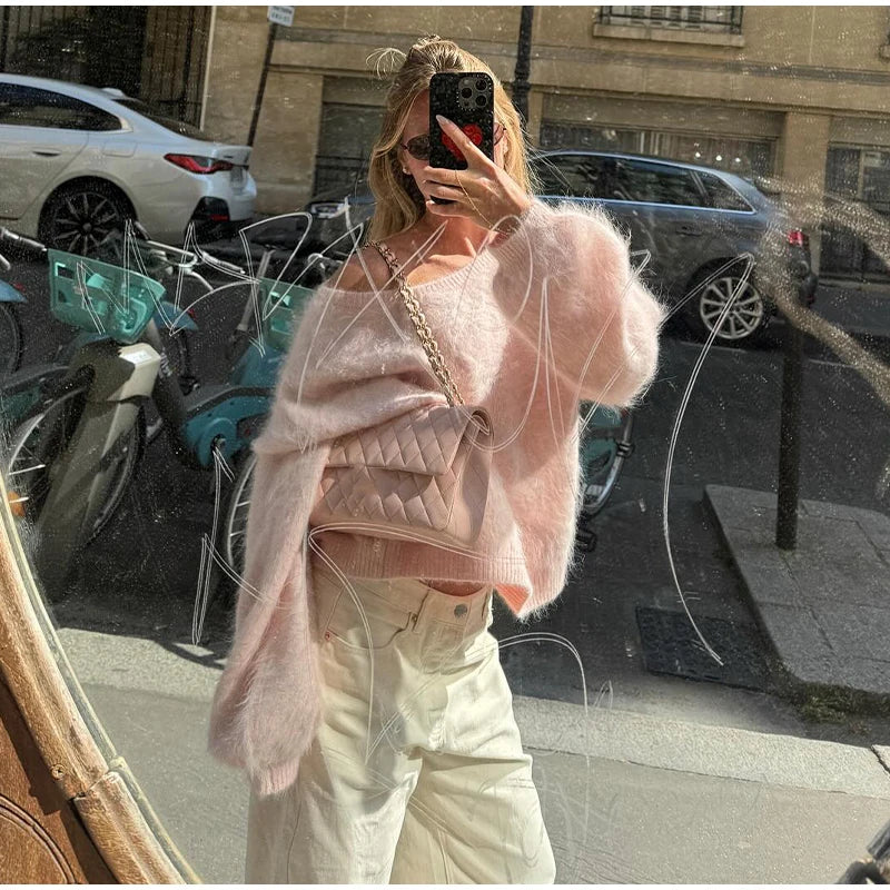 Chic Speckled Knit Cardigan Round Neck Shoulder Pads Long Sleeve Single Breasted Patch Pockets Daily Women Top 2026 Autumn Tops