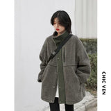 CHIC VEN Women Jacket Coat Thicken Warm Casual Lamb Faux Fur Woman Overcoat Loose Outerwear Female Tops Lady Autumn Winter 2025
