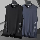 Summer Mesh Men Vest Sleeveless Printed Round Neck Ice Silk Basketball Loose Running Fitness Men Tank Tops T Shirt