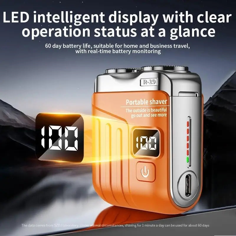 9000+ RPM Portable Electric Shaver, 180-Day Battery & 1H Fast Charge, LED Smart Display, Waterproof, Floating Blades, Type-C