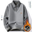 Mens Polo Sweater Shirt Collar Knit Pullover Autumn Winter Fleece T-shirt Casual Sweaters Navy Blue Khaki Korean Clothing