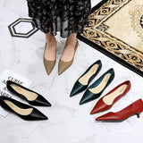 2024 Spring Women 4cm High Heels Concise Office Pumps Lady Soft Leather Thin High Heels Female Fashion Pointed Toe Wedding Shoes