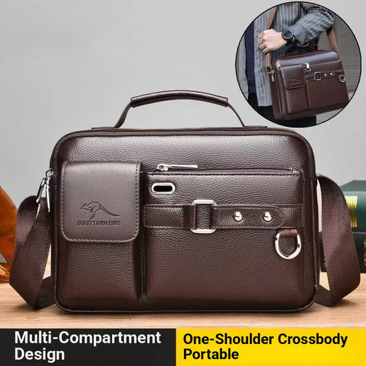 Men's Retro Messenger Bag with Waterproof Design, Large Capacity Laptop Briefcase for Office Work, Travel and School