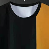 Color Block Short sleeved T-shirt for Men's Versatile Round Neck Trendy Half sleeved Bottom Shirt Summer Cool Feeling T-s