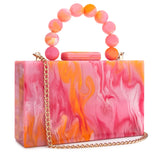 Women’s Luxury Acrylic Evening Bag Pearl Handle Crossbody Purse with Removable Chain Elegant Clutch for Cocktail & Formal Events Clear Acrylic Handbag with Pearl Handle & Chain