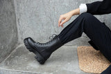 Platform Women's Ankle Boots Autumn 2023 Black White Thick Bottom Motorcycle Botas Mujer Pu Leather Non-Slip Combat Boots Women
