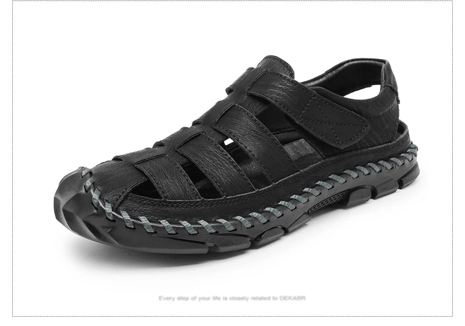 DEKABR Casual Shoes Men Sandals Real Leather Outdoor Mens Summer Sandals Fashion Comfortable Soft Sandals Plus Size 38-48