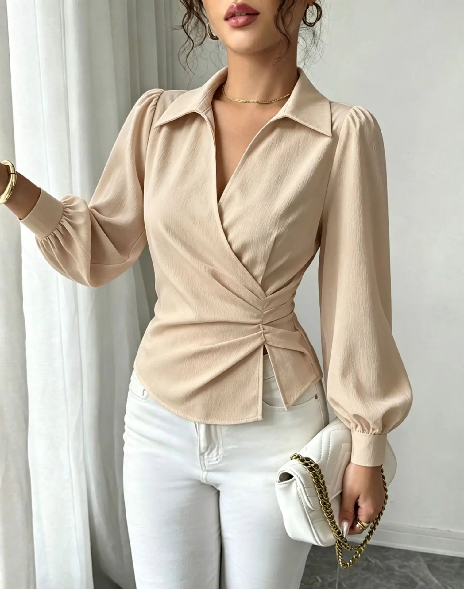 Fashion women Blouses and Shirts White Long Sleeve Blouse 2026 New Spring Autumn Basic Tops Chic Women's Shirt for Women office