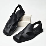 Retro Men's Summer Fashion Hollow Breathable Sandals Comfortable Anti-Slip Wear-Resistant Handmade Roman Style Slippers