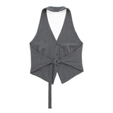 MUJER Off Shoulder Sleeveless Vest Women Black White Cropped Vest Woman Fashion Backless V Neck Short Coats Summer Waistcoat