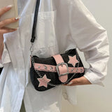 Y2k Fashion Women's Handbags Stars Pattern Cool Girls Underarm Bag Fashion Female Small Shoulder Bags Chain Tote Purses