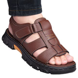 Men's New Beach Shoes Cowhide Slippers Outdoor  Non-slip Thick-soled Leather Sandals for Me