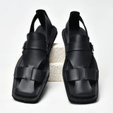 Retro Men's Summer Fashion Hollow Breathable Sandals Comfortable Anti-Slip Wear-Resistant Handmade Roman Style Slippers