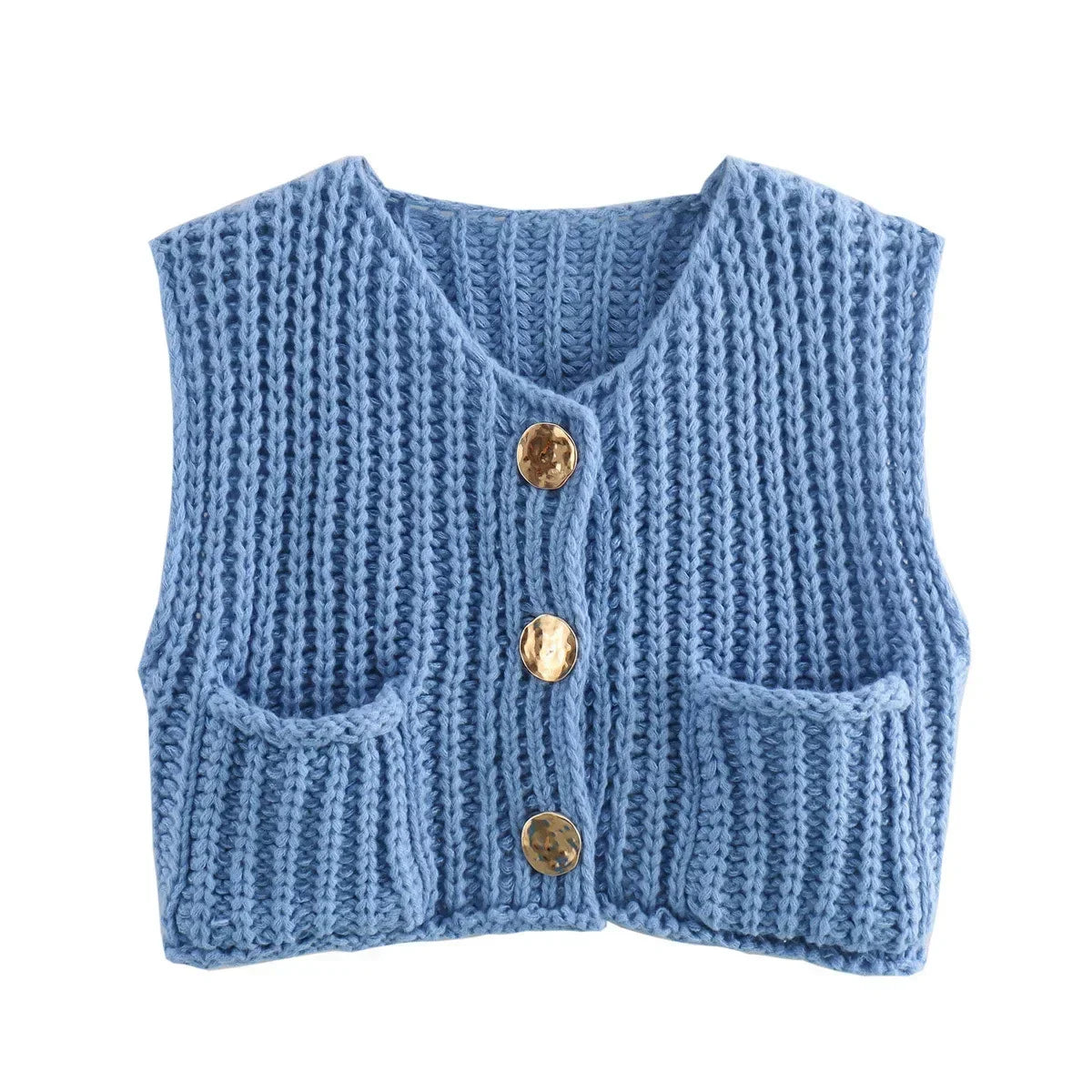 Korean fashion crop sweater women vest solid loose casual sweaters cable knit sweater vests for woman luxury designer tops