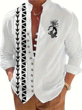 New Men's Fashion Long Sleeve Shirt Ethnic Wind Fashion Casual Street Outdoor Shirt Linen Shirt Top