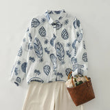 THHONE New Fashion Autumn Blouse Woman Cotton Loose Print Blusa Mujer Camisas Long Sleeve Casual Korean Elegant Women's Clothing