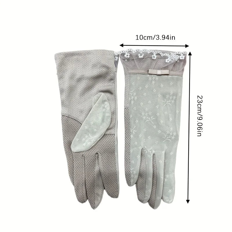 Sun Protection Lace Gloves Summer Touchscreen Breathable Non-Slip Driving Gloves Elegant Lace Design for Women Outdoor Shopping
