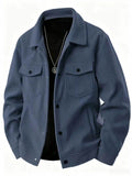 Men's Pure Color Button-Up Collar Casual Outdoor Jacket Autumn Winter Spring Seasonal Fashion Outerwear