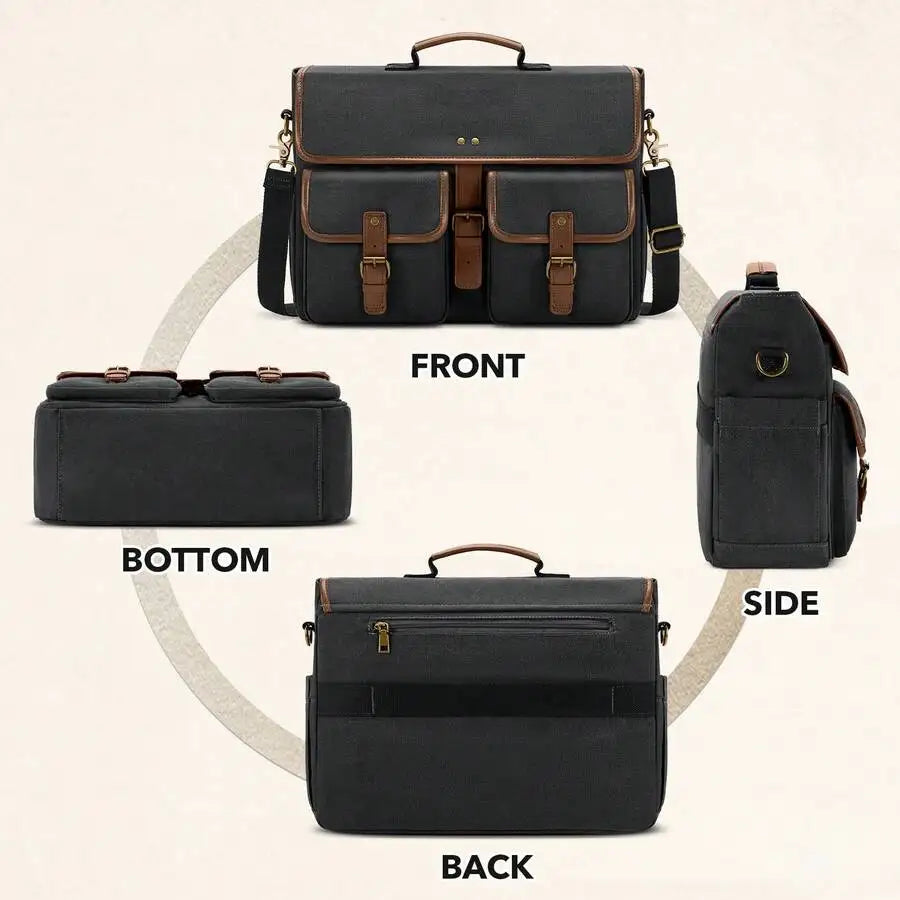Messenger Bag Men Canvas 15.6 Inch Computer Laptop Bag Waterpfoof Satchel Bags For Men Work Office