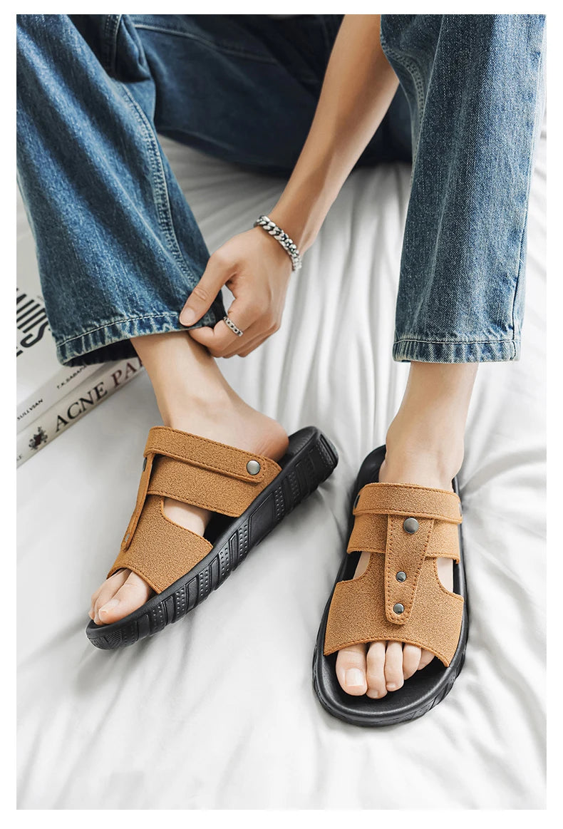 Brand Classic Mens Sandals Summer Genuine Leather Sandals Men Outdoor Casual Lightweight Sandal Fashion Men Sneakers