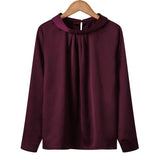 Women blusas long sleeved Slim plus size silk satin shirts office ladies work female Chiffon blouse Elegant blusa feminina