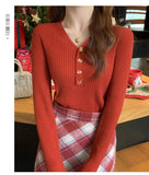 2026 Casual Slim Button Knitted Pullover Autumn Winter Women Sweaters Sweater Femme Basic Solid Jersey Tops Fashion Clothes