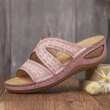 Summer 2025 women's sandals with exposed toes, retro anti slip leather casual women's fashionable versatile sandals