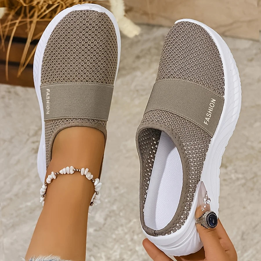 Women's Casual Slip-On Sneakers Breathable Fabric Lightweight PVC Sole Machine Washable Cleanable All-Season Comfort Shoes