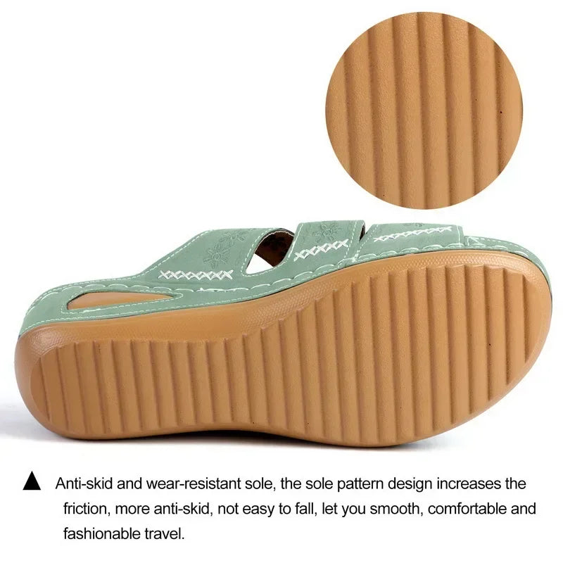 Summer 2025 women's sandals with exposed toes, retro anti slip leather casual women's fashionable versatile sandals
