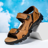Outdoor Summer Sandals Outdoor Men's Leather Beach Shoes Breathable Casual Sandalias Man Wading Shoes Non-slip Slippers Sandaly