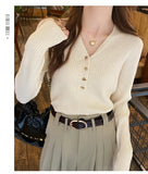 2026 Casual Slim Button Knitted Pullover Autumn Winter Women Sweaters Sweater Femme Basic Solid Jersey Tops Fashion Clothes