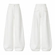 Women's White Wide Leg Jeans, High Waist Loose Baggy Denim Pants Casual Solid Color Full Length Palazzo Trousers with Pockets for Daily Street Shopping