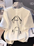 Cute Funny Doodle Graphic T-Shirt, Casual Crew Neck Short Sleeve Top for Women, Humorous Versatile Summer Daily Fashion Tee