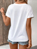 Spring and Summer Women's Casual Short-Sleeved V-Neck T-Shirt, Solid Color Style