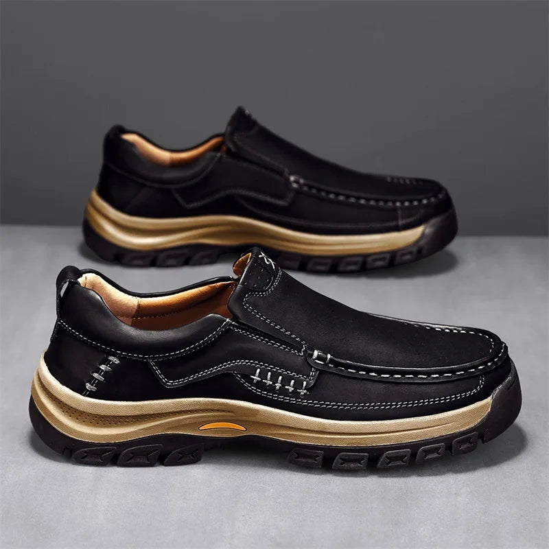 Stylish Men's Leather Loafers Men Thick Bottom Business Shoe Classic Leather Man Casual Shoes Senior Brand Male Walking Footwear