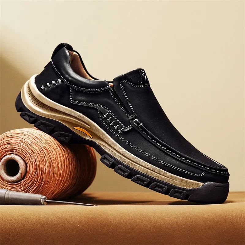 Stylish Men's Leather Loafers Men Thick Bottom Business Shoe Classic Leather Man Casual Shoes Senior Brand Male Walking Footwear