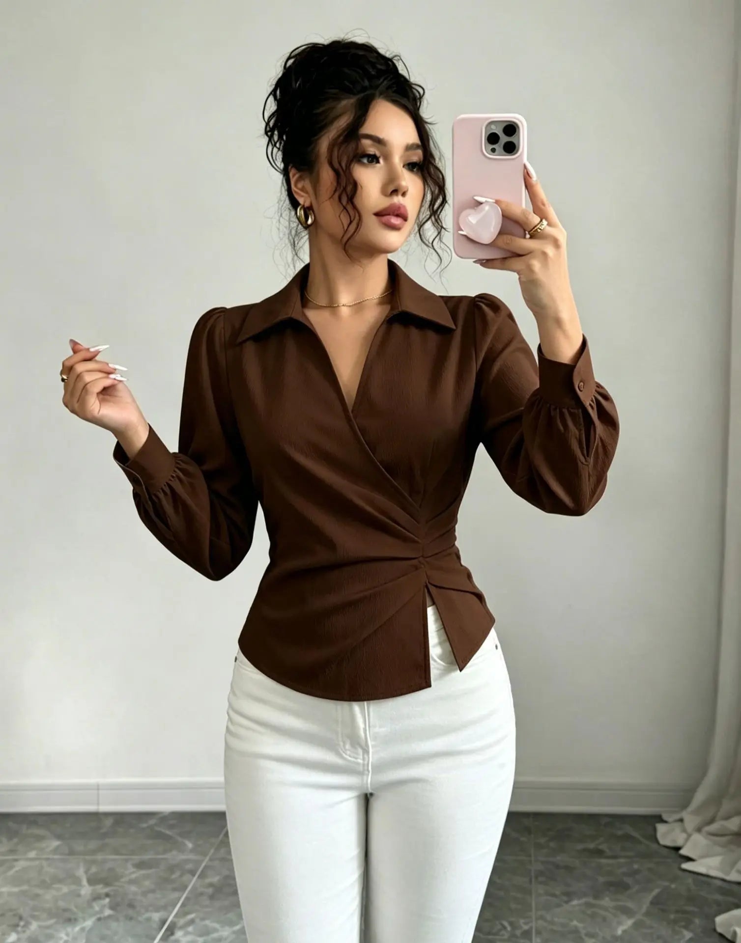 Fashion women Blouses and Shirts White Long Sleeve Blouse 2026 New Spring Autumn Basic Tops Chic Women's Shirt for Women office