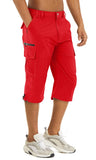 Men's Cargo Work Shorts Quick Dry 3/4 Length Capri Pants Multi-pockets Knee Length Trousers Summer Board Beach Shorts