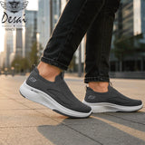 Desai Men's Wide Width Knit Slip-on Sneakers Max Cushion Walking Shoes Lightweight Breathable