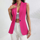 Women Fashion Solid Single Breasted Waistcoats Vest Sleeveless Jackets Female Chic Lady Tank Tops Casual Black White Pink Top