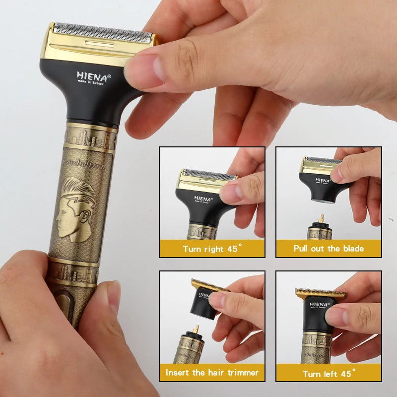 HIENA Beard Trimmer for Men Electric Razor Shaver Cordless Hair Clipper Shaving Kit for Mustache Body Nose Ear Hair Cordless