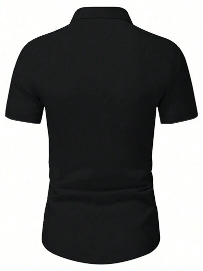 Men's Summer Minimalist Short Sleeved Shirt Fashionable Black Horse Logo Contrasting T-Shirt Men's Gift